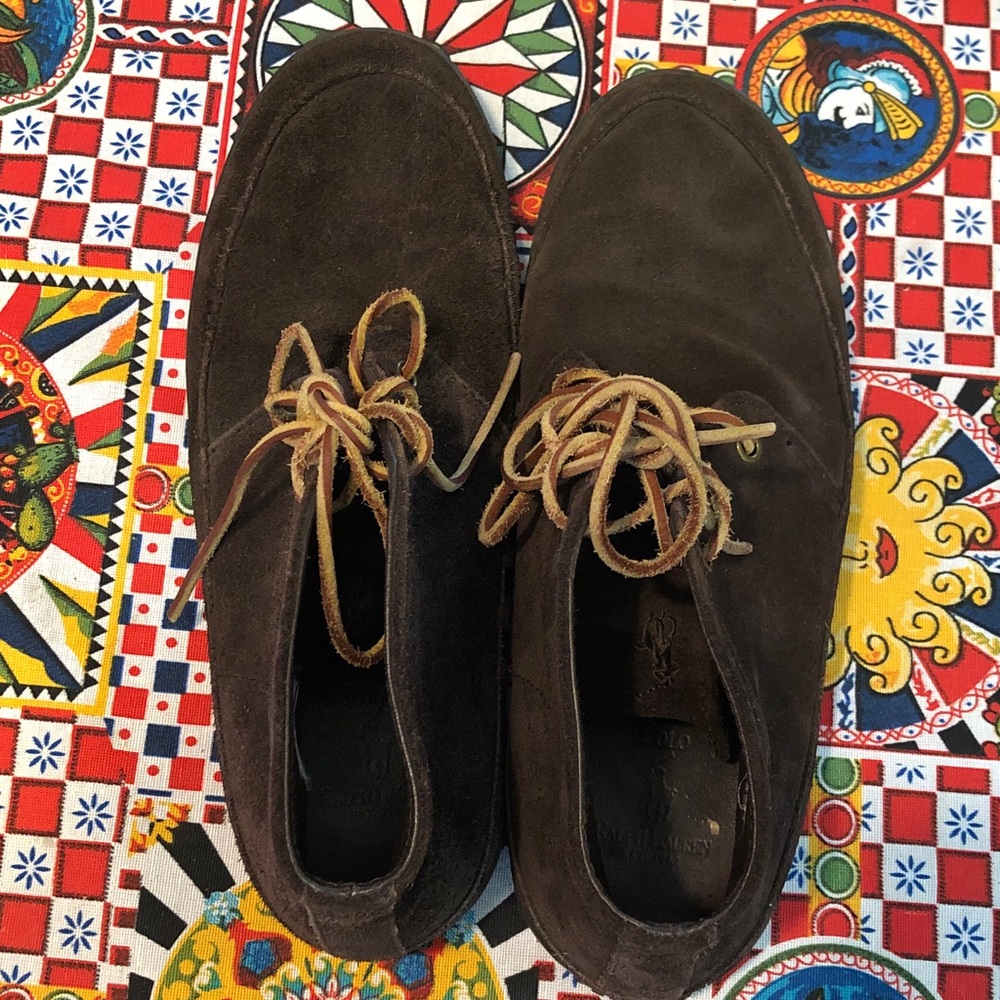 Polo Ralph Lauren Men's Dark Brown Suede Lace-Up Shoes